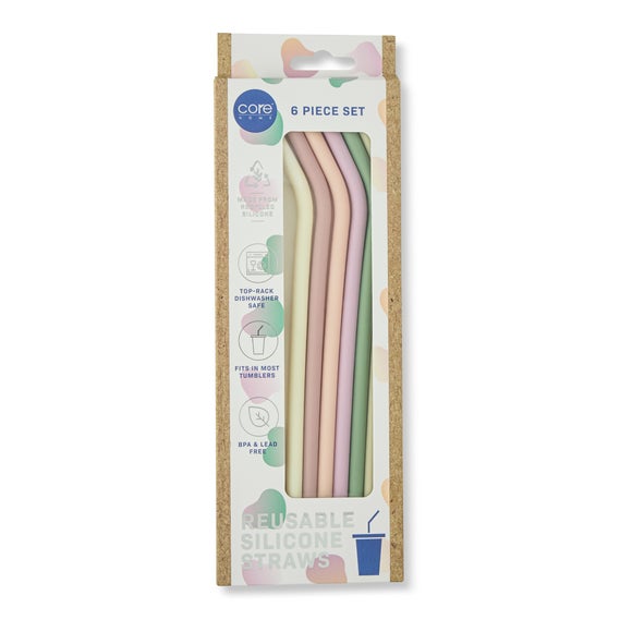 Pack of 6 Silicone Straws