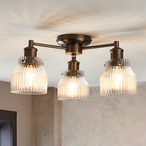 Tobias Art Deco 3 Light Semi Flush Ceiling Light