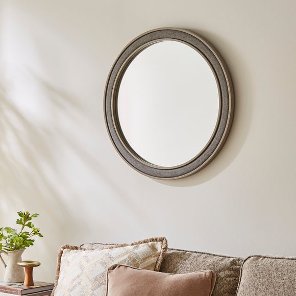 View Luna Fabric Round Wall Mirror View Luna Fabric Round Wall Mirror