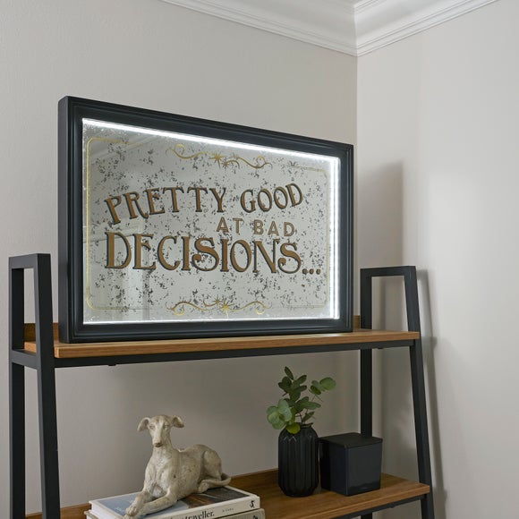Click to view product details and reviews for Bad Decisions Light Up Mirrored Wall Art.