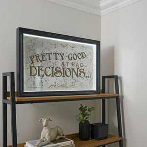 Bad Decisions Light Up Mirrored Wall Art