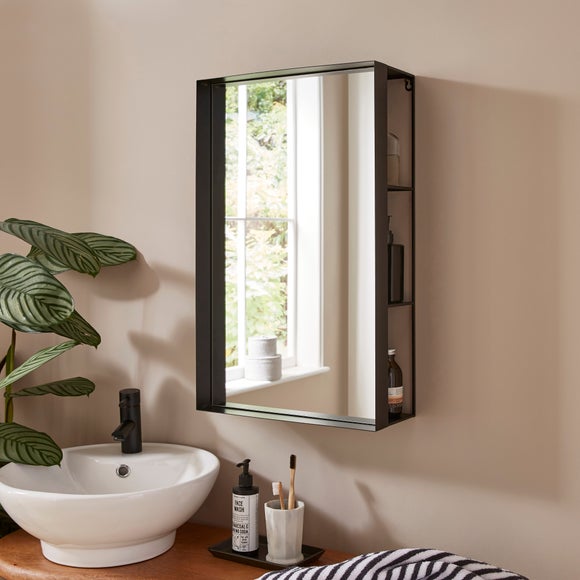 New York Rectangle Wall Mirror with Shelves