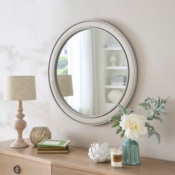 Luna Fabric Round Wall Mirror