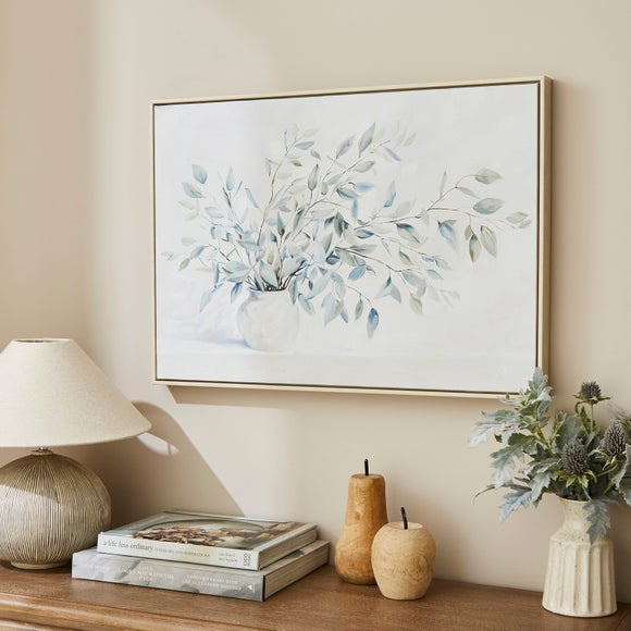 Green Floral Vase Framed Canvas