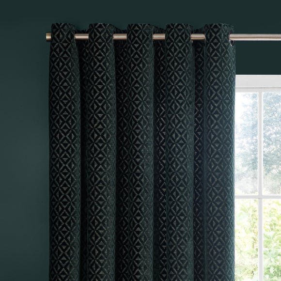 Diamond Geometric Velvet Eyelet Curtains