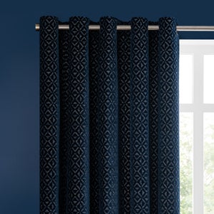 Diamond Geometric Velvet Eyelet Curtains