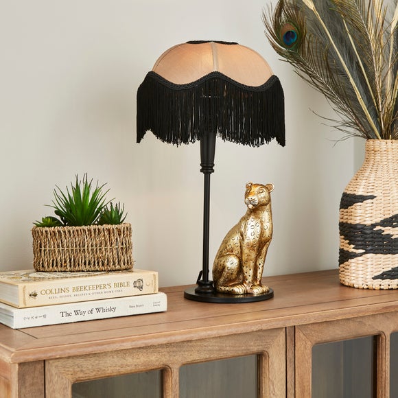 Kindra Fringed Leopard Table Lamp