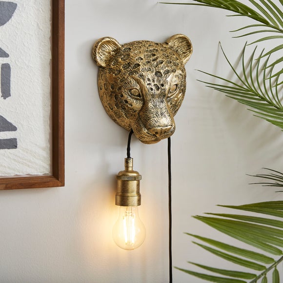 Kinda Leopard Exposed Bulb Plug In Wall Light