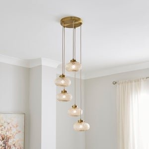 Silas Embossed 5 Light Adjustable Cluster Ceiling Light