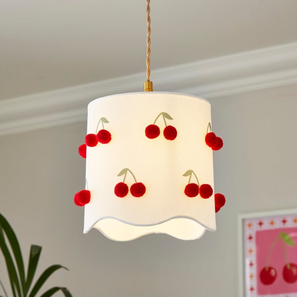 Click to view product details and reviews for Cherry Pom Pom Scalloped Lamp Shade.