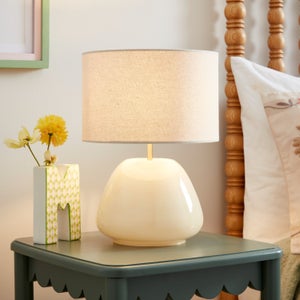 Pebble Milky Glass Table Lamp
