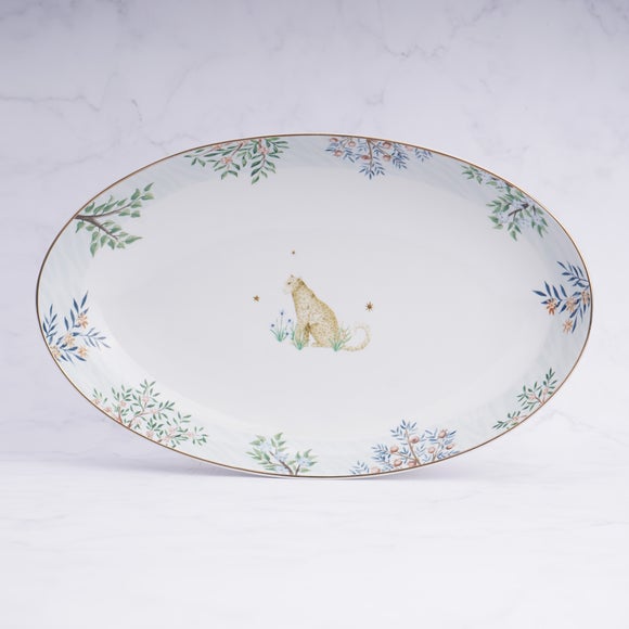 Folk Trees Oval Serving Platter