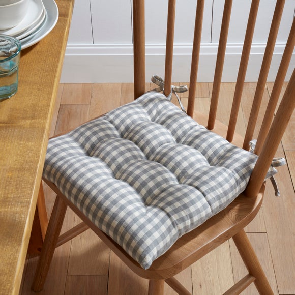 View Gingham Checked Cotton Square Seat Pad View Gingham Checked Cotton Square Seat Pad