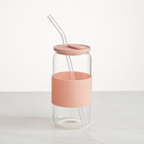 Click to view product details and reviews for Straight Edge Glass Tumbler With Silicone Sleeve Straw.