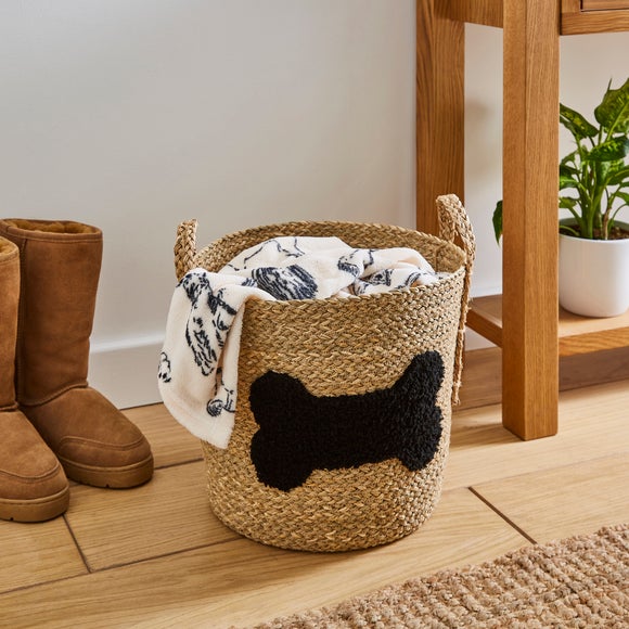Bone Print Tapered Seagrass Storage Basket