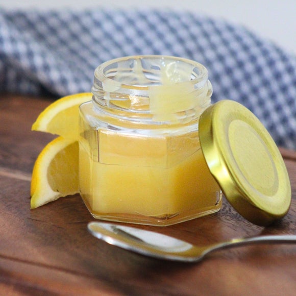 Hexagonal Jar with Gold Screw Lid