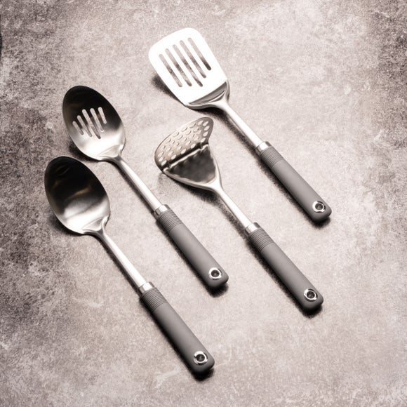 Set of 4 Stainless Steel Soft Grip Utensils