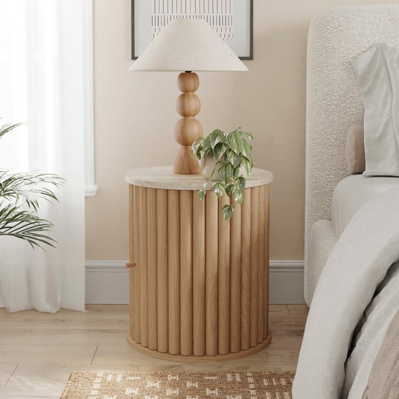 Lucin Travertine Effect Bedside Table