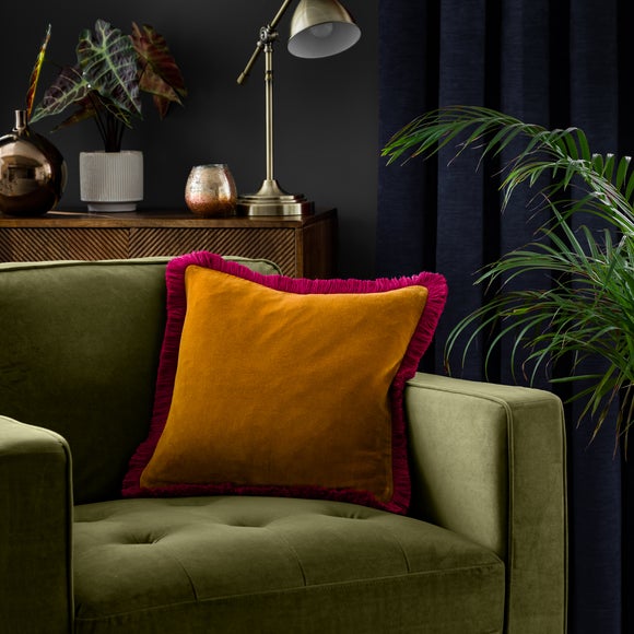 View Clara Contrast Fringe Square Cushion Cover View Clara Contrast Fringe Square Cushion Cover