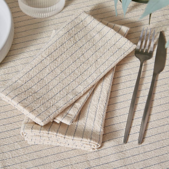 Set of 4 Pinstripe Cotton Napkins