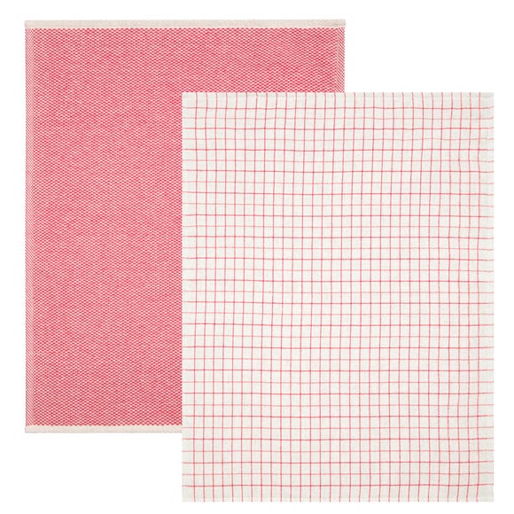 Set of 2 Checked & Woven Tea Towels