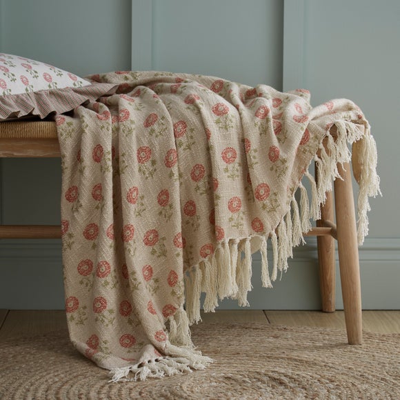 Lizzie Tile Cotton Throw Blanket, 130cm x 180cm