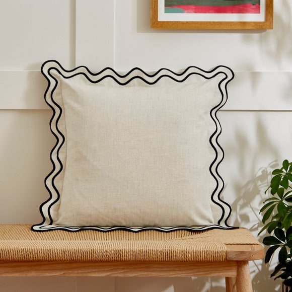 Scalloped Edge Natural Square Cushion