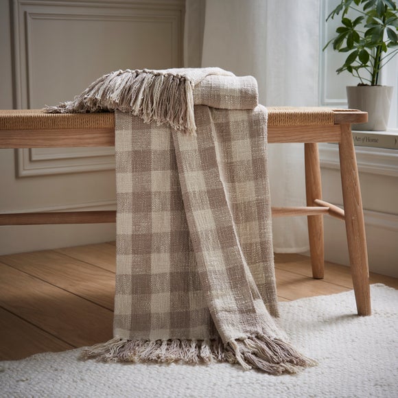 Gingham Cotton Throw, 130cm x 180cm