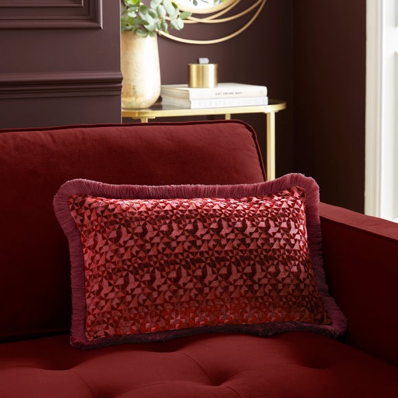Geometric Velvet Fringed Rectangle Cushion