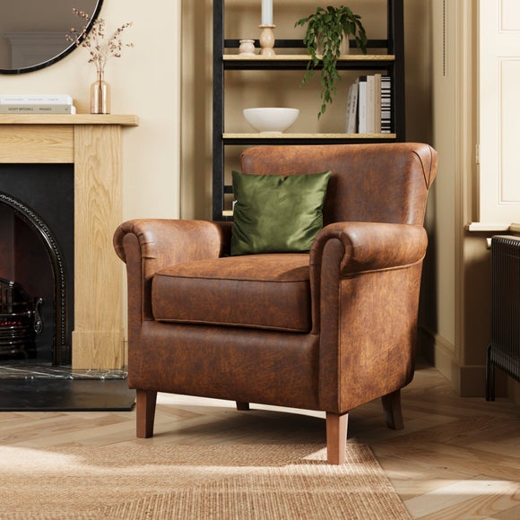 Click to view product details and reviews for Alba Relaxed Faux Leather Occasional Armchair.