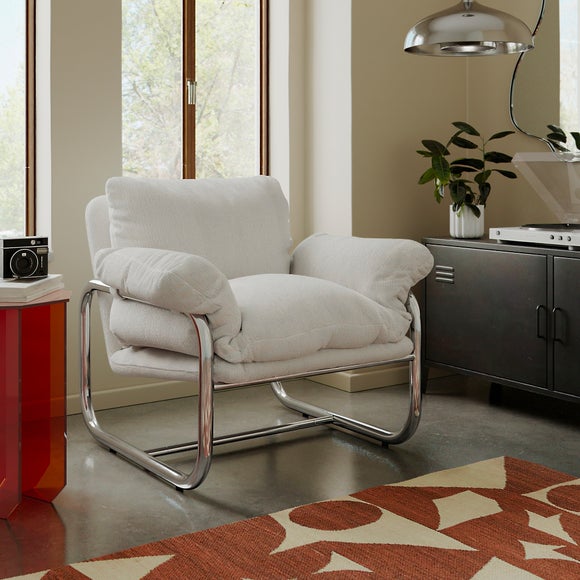 Halston Soft Chenille Metal Framed Armchair