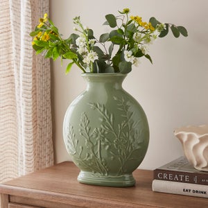 Embossed Floral Ceramic Vase