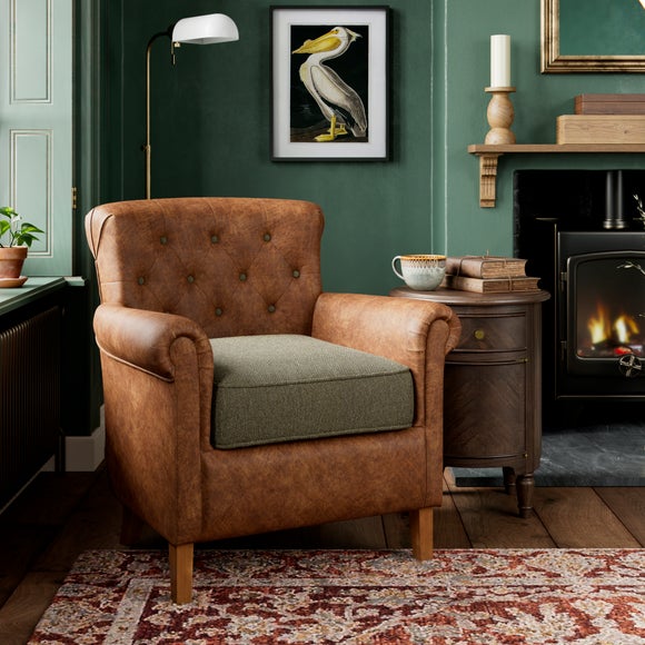 Click to view product details and reviews for Alba Herringbone Faux Leather Armchair.