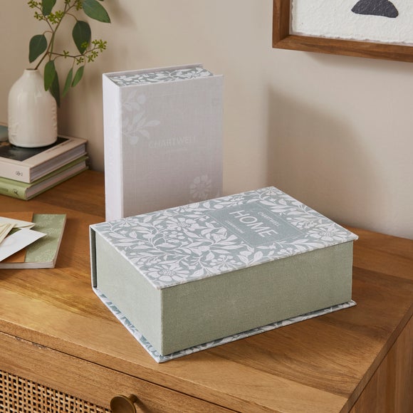View Set Of 2 Floral Fabric Storage Book Boxes View Set Of 2 Floral Fabric Storage Book Boxes