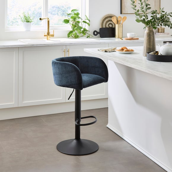 Talullua Height Adjustable Bar Stool, Luxe Chenille