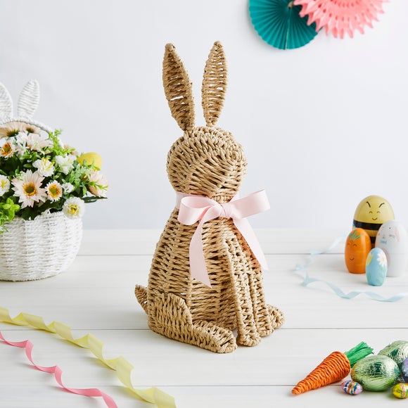 Paper Rattan Bunny Decoration with Bow