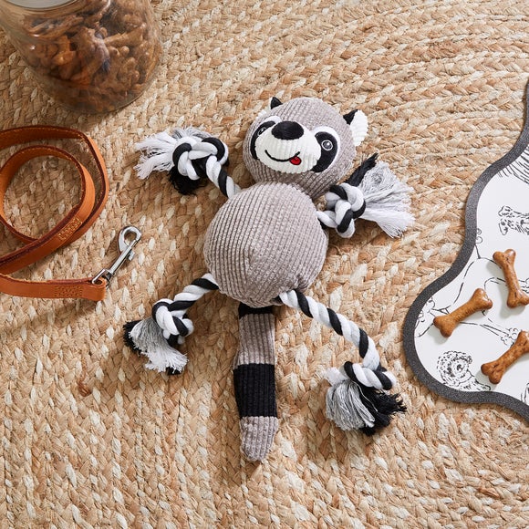 Raccoon Rope Dog Toy with Squeaker