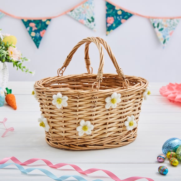 Daisies Woven Wicker Basket