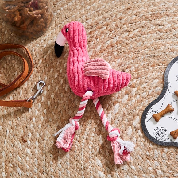 Flamingo Rope Dog Toy with Squeaker