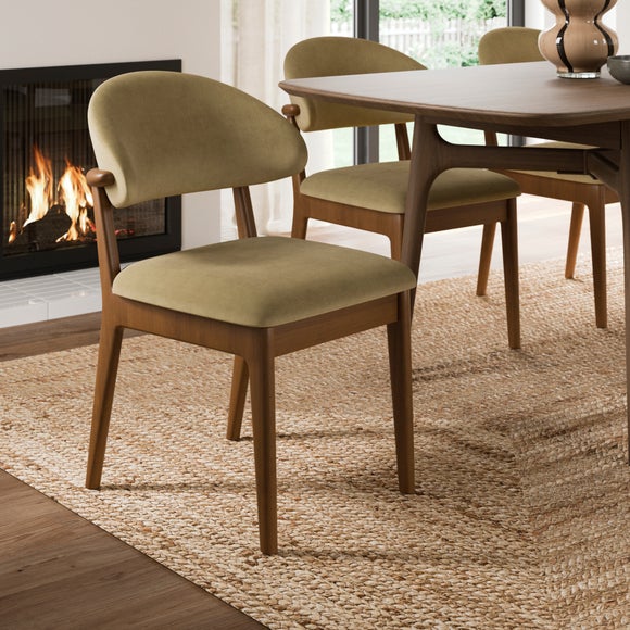 Click to view product details and reviews for Hugh Dark Stained Dining Chair Velvet.