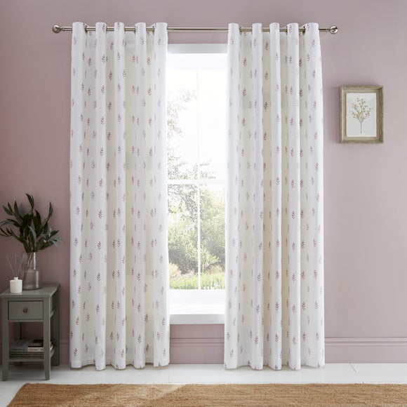 Harper Stem Floral Cotton Blackout Eyelet Curtains