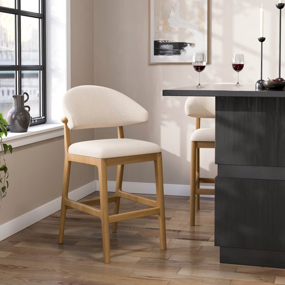 View Hugh Modern Stained Counter Height Bar Stool- Fabric View Hugh Modern Stained Counter Height Bar Stool- Fabric