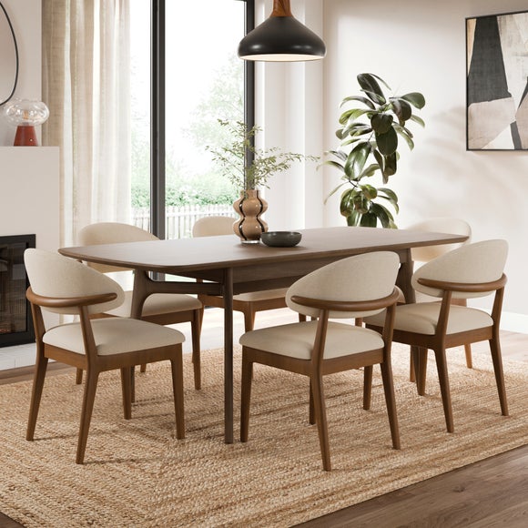 Hugh Dark Stained Dining Chair, Fabric