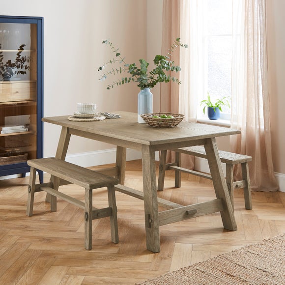 Enola Small Dining Bench, Rustic Oak