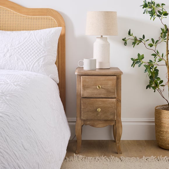 Giselle 2 Drawer Bedside Table, Mango Wood