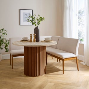 Cassie Compact Corner Dining Bench- Natural Fabric