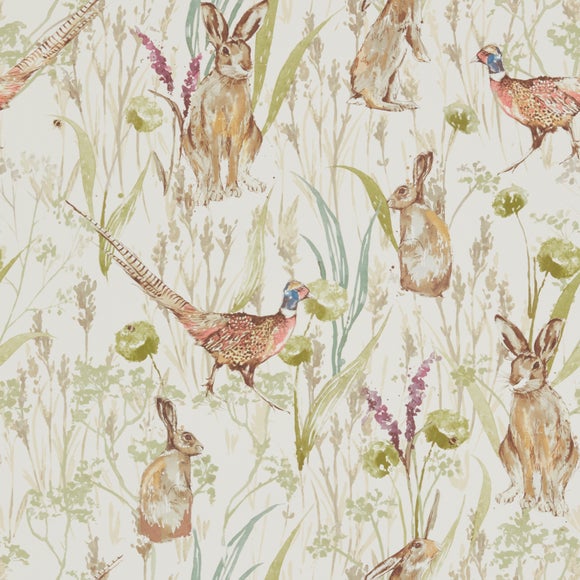 Hare And Pheasant Fire Retardant Blackout Made to Measure Roller Blind Fabric Sample Hare And Pheasent