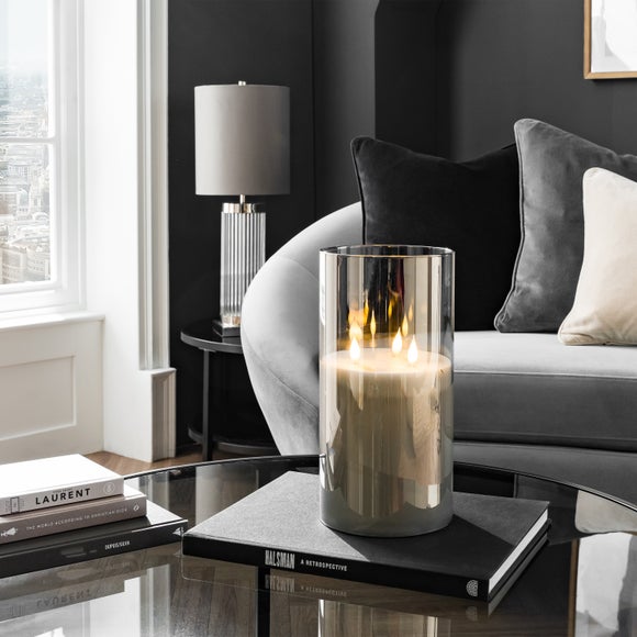 Tall Clear Glass LED Multiwick Candle