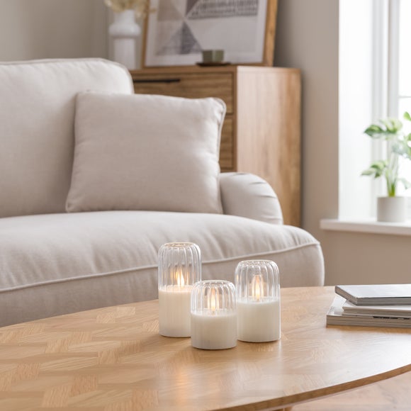 Set of 3 Clear Dome LED Pillar Candles