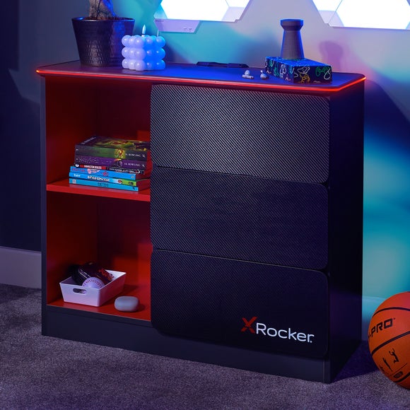 Return - X Rocker Carbon Tek Chest of Drawers with Neo Fibre LED